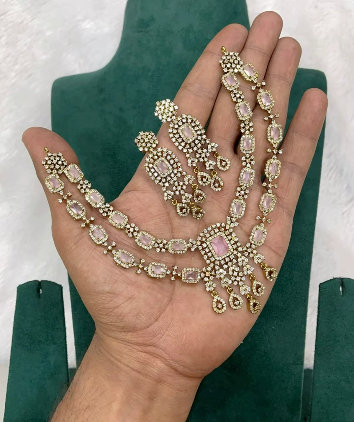 Luxury AD Stone Necklace Set with Earrings