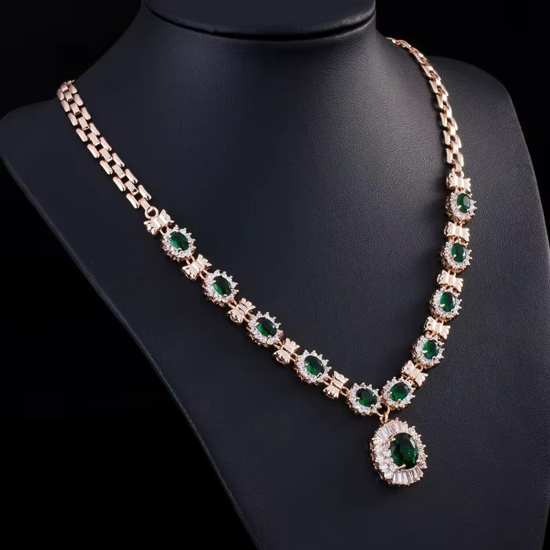 Noble Luxury Ladies Dinner Wedding Ring Earrings Bracelet Necklace Four-piece Set