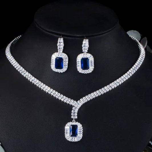Women Jewelry Set Dinner Party Trending Platinum Necklace Earrings