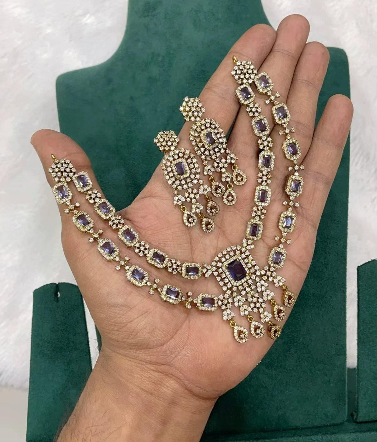 Luxury AD Stone Necklace Set with Earrings