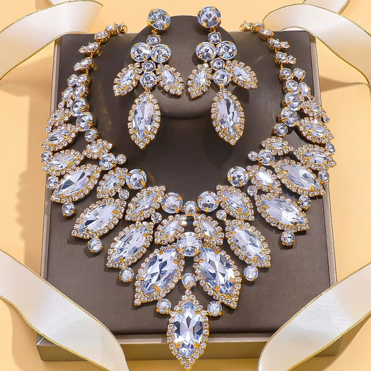 Best Seller 2025 Bridal Rhinestone Necklaces Wedding Jewelry Sets for Women Fashion