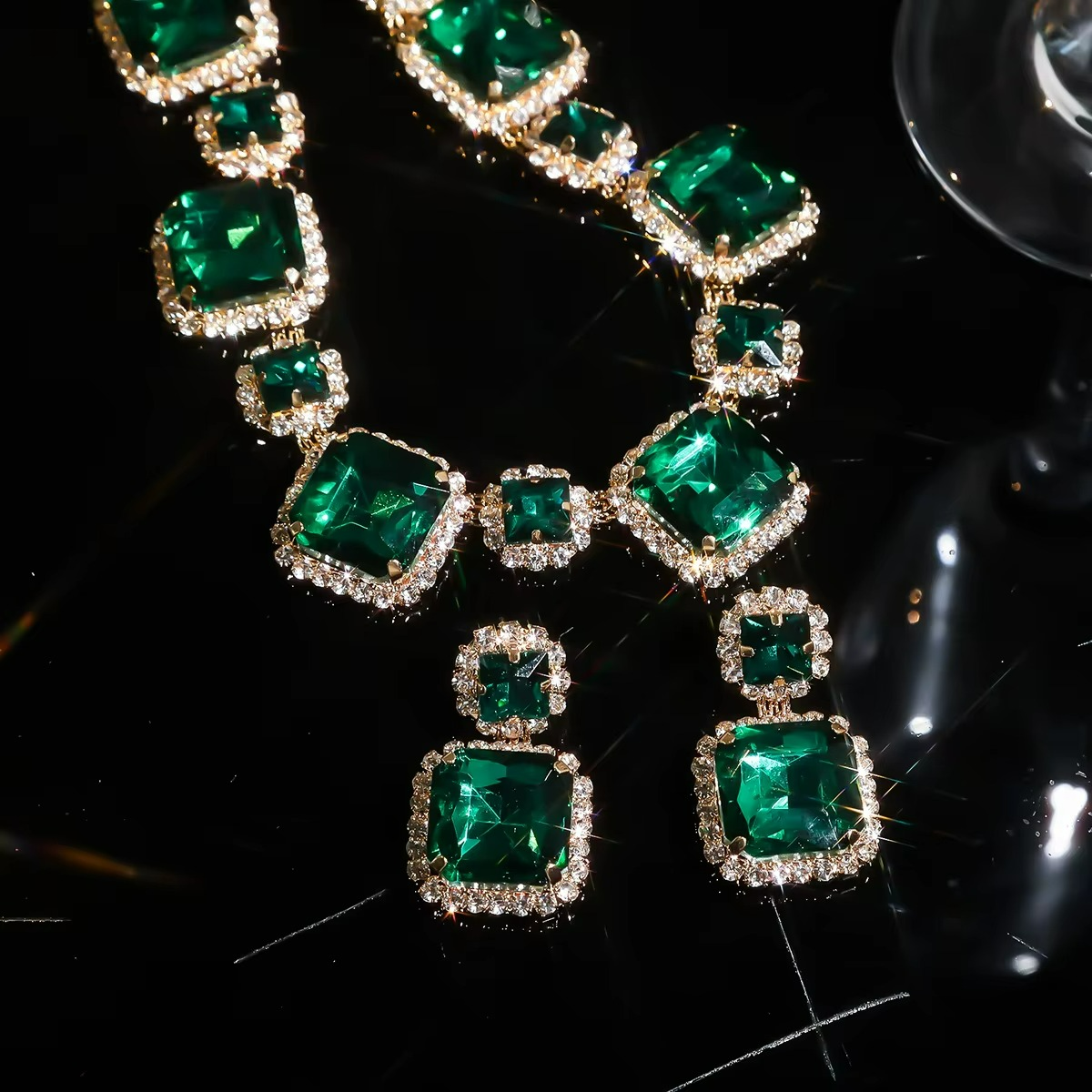 Jewelry Set Bridal Full Rhinestones Earrings Necklace Sets for Women ( Set of 3 )