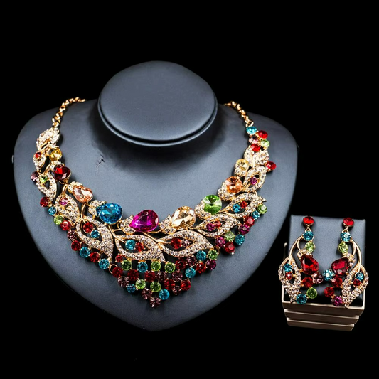 Indian Women Big Heavy Kundan Wedding Jewelry Set with Package