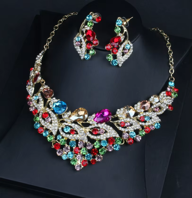 Indian Women Big Heavy Kundan Wedding Jewelry Set with Package