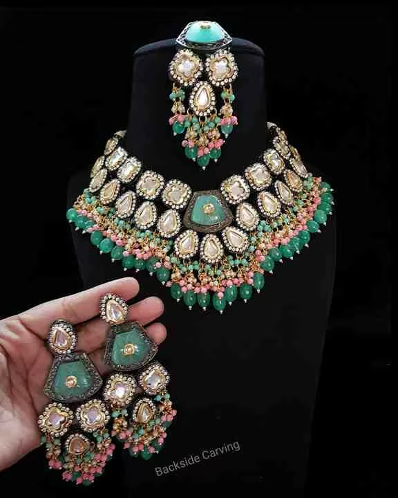 Glamorous Kundan Alloy Jewellery Set Customized Indian Bridal Fashion Women