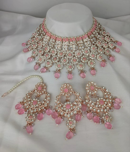 Indian Traditional Kundan Gold Plated Jewellery Set and Copper Necklace Set for Women