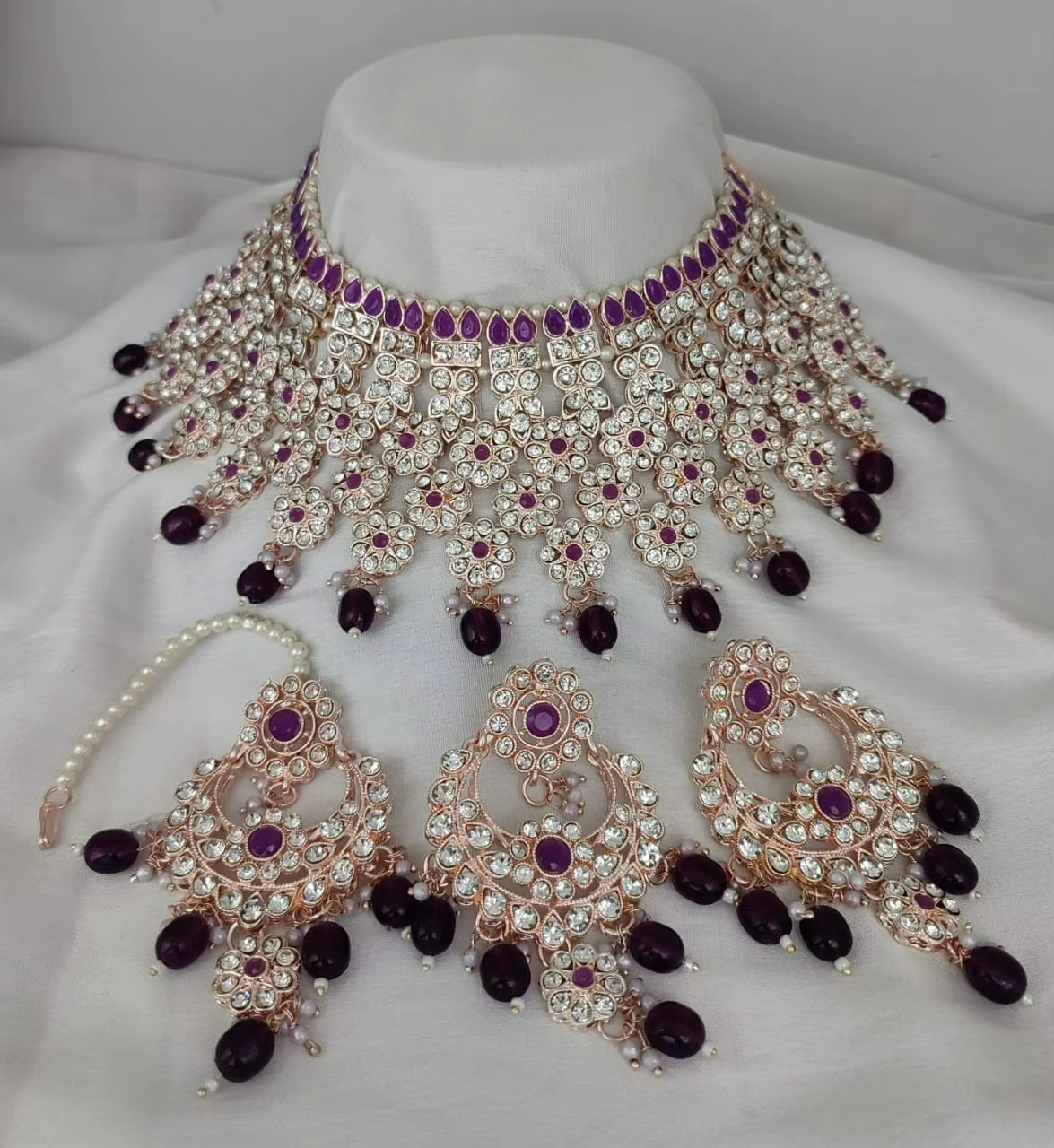 Indian Traditional Kundan Gold Plated Jewellery Set and Copper Necklace Set for Women