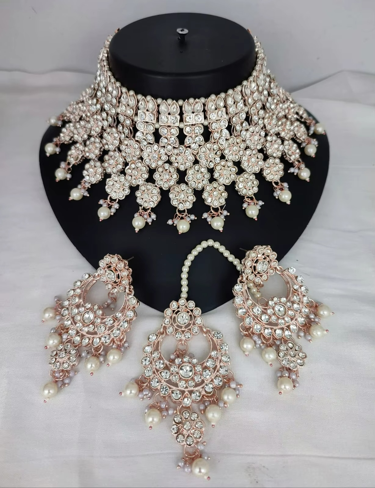 Indian Traditional Kundan Gold Plated Jewellery Set and Copper Necklace Set for Women