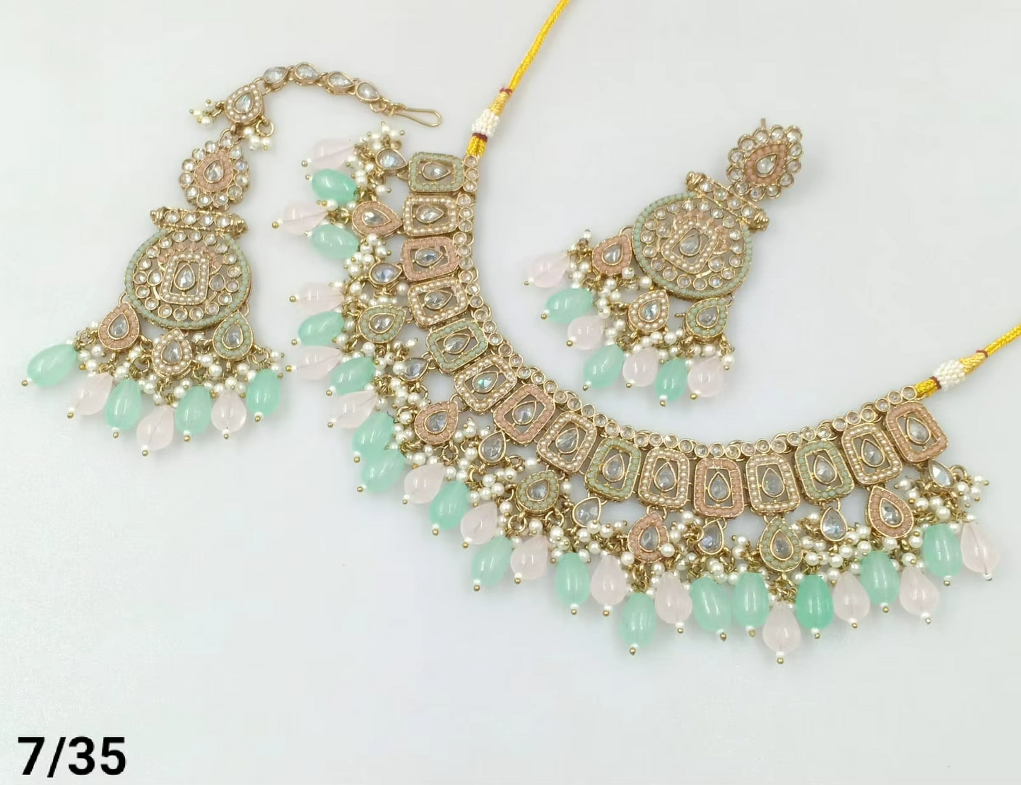 Exclusive Designer Fashion Indian Jewelry Heavy Wedding CZ Stone & Pearl Necklace