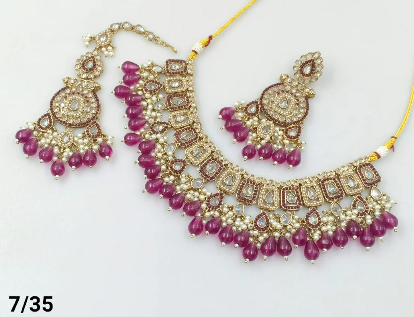 Exclusive Designer Fashion Indian Jewelry Heavy Wedding CZ Stone & Pearl Necklace