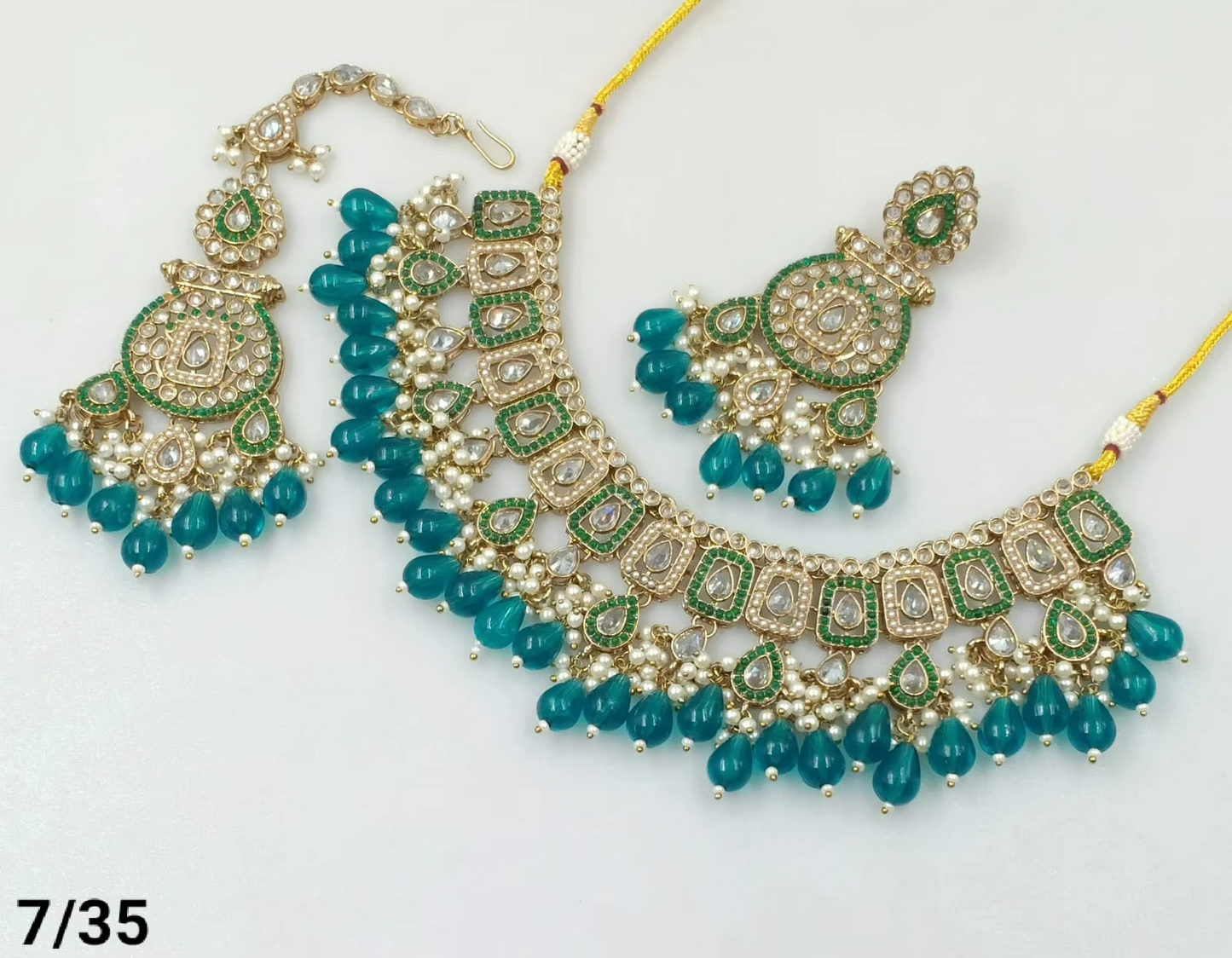 Exclusive Designer Fashion Indian Jewelry Heavy Wedding CZ Stone & Pearl Necklace