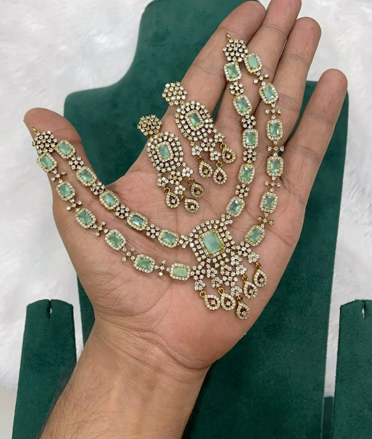 Luxury AD Stone Necklace Set with Earrings