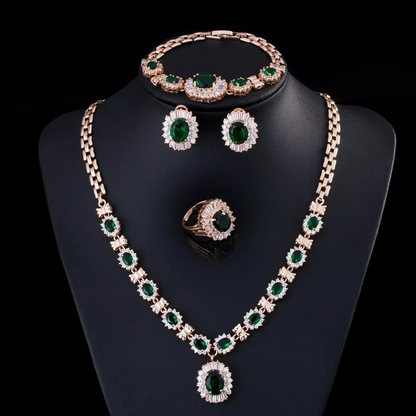 Noble Luxury Ladies Dinner Wedding Ring Earrings Bracelet Necklace Four-piece Set