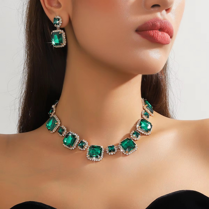 Jewelry Set Bridal Full Rhinestones Earrings Necklace Sets for Women ( Set of 3 )